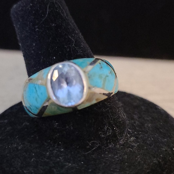 925 silver with turquois inlay size 7 - Picture 4 of 7